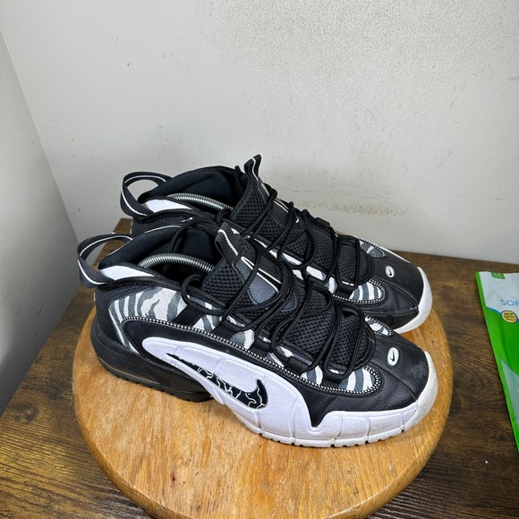 Nike Air Penny IV Mens Size 11 Black White Zebra Print Shoes FD0783-010